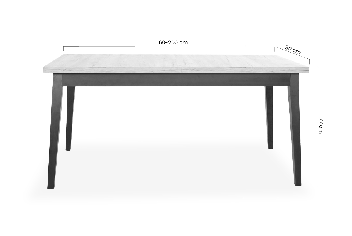 stôl rozkladany 160-200 Paris na drewnianych nogach - Dub sonoma / čierne nožičky stôl do jedálne