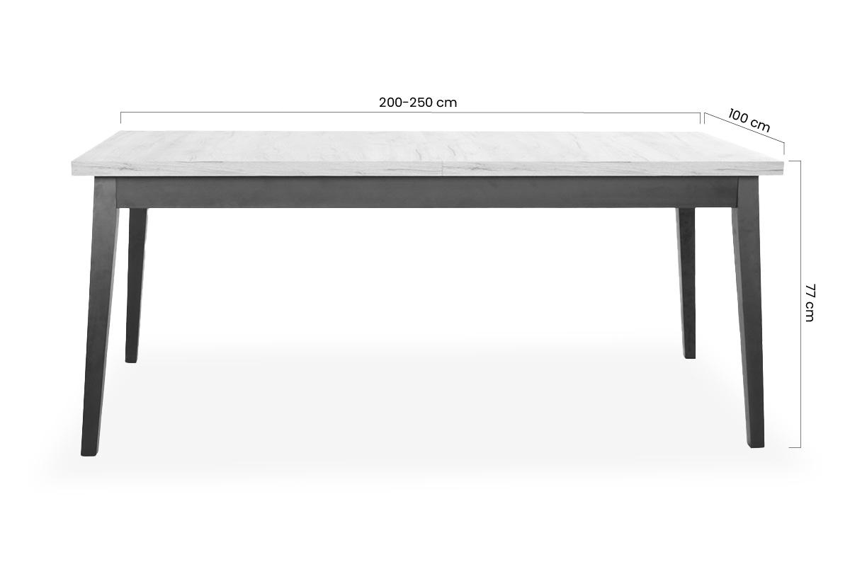 Stůl rozkladany 200-250 Paris na drewnianych nogach - Dub sonoma / černé Nohy Stůl 250 cm