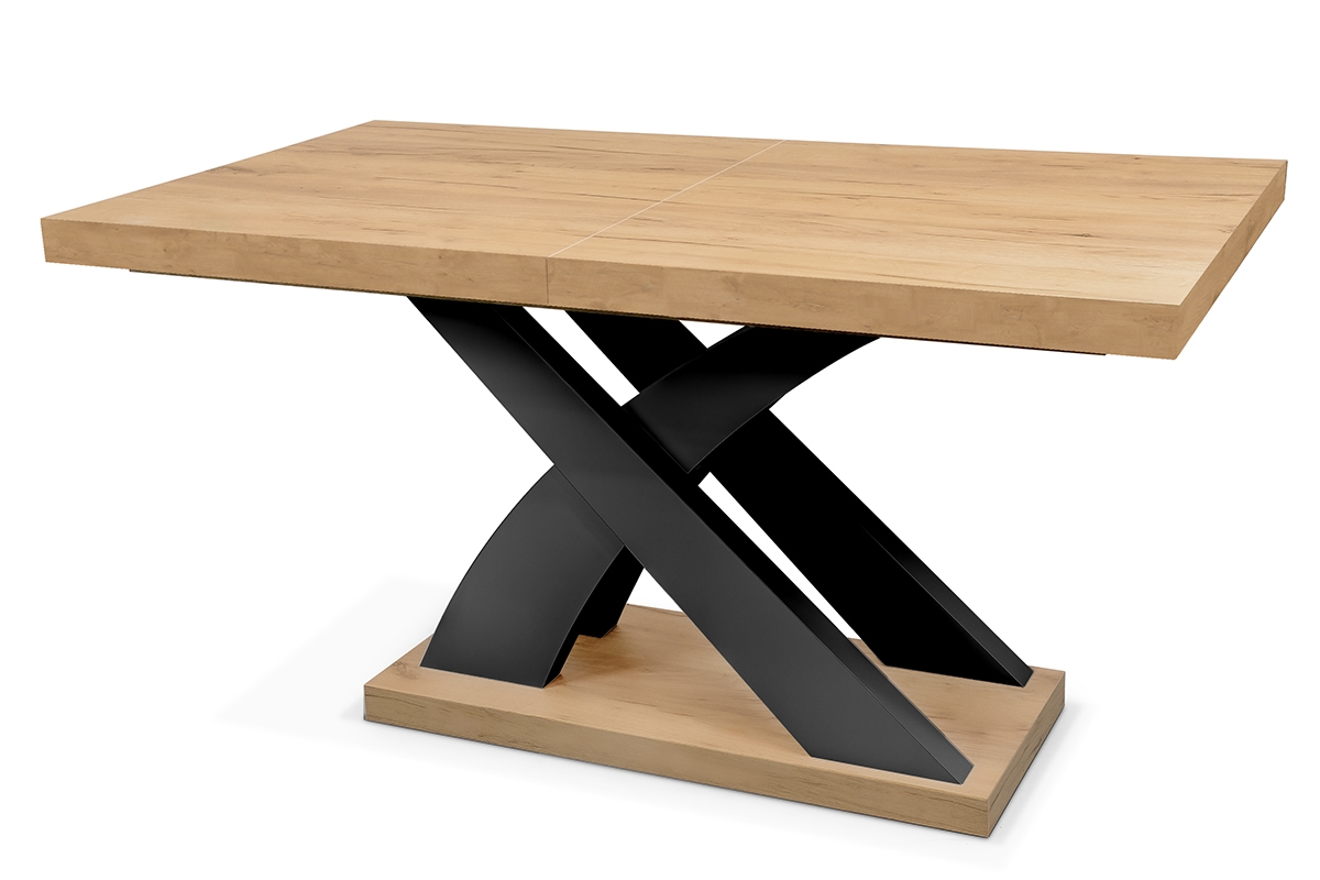 Sydney összecsukható asztal - 140-220 cm - X-alakú talppal - kézműves tölgy / fekete lábak stůl do étkező