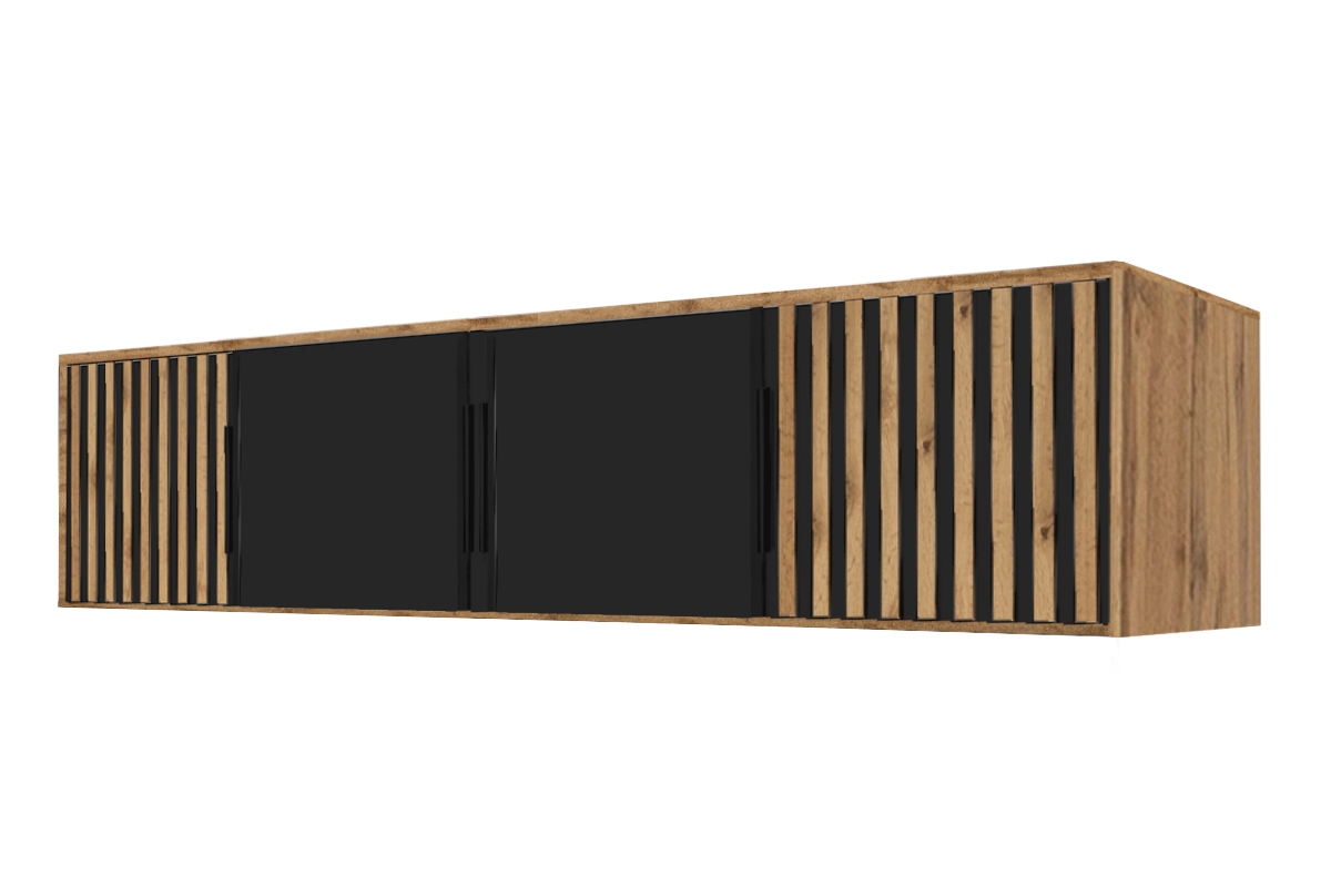 Nástavec pro Skříně z lamelami Bali Lux D4 - Dub wotan / Černý Nástavec pro Skříně