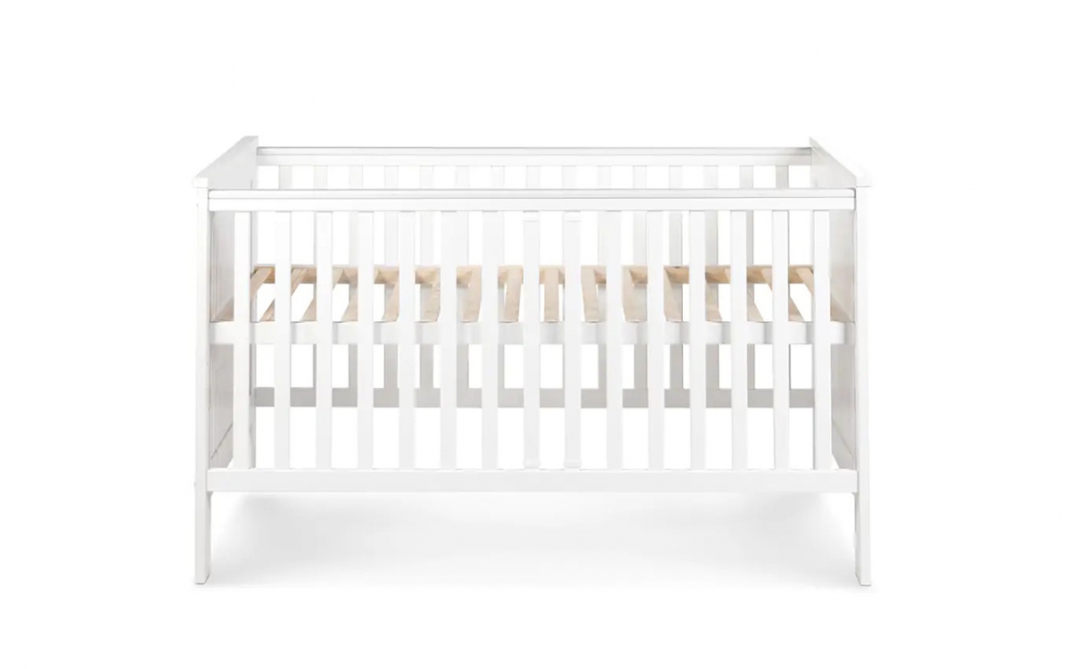 drevená posteľ dla niemowlaka so zábradlím Iwo - Biely, 140x70 posteľ niemowlece, ktore zamienia sie Detská pohovka 