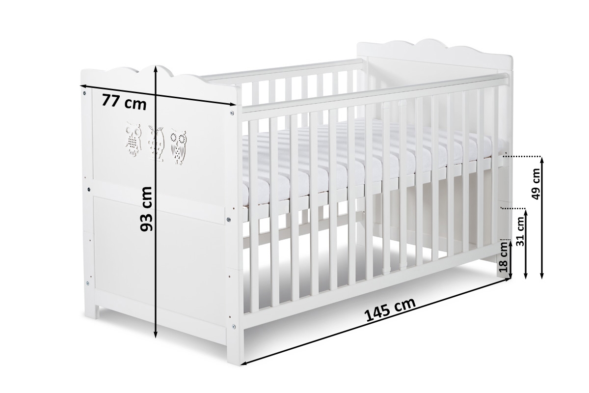 dřevěnýpostel dla niemowlaka Marsell - Bílý, 140x70 dřevěnýpostel dla niemowlaka Marsell - Bílý, 140x70 