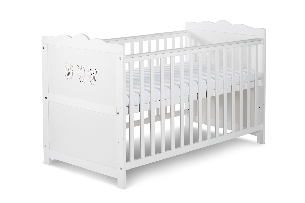 drevená posteľ dla niemowlaka Marsell - Biely, 140x70 biale posteľ z aplikacja 