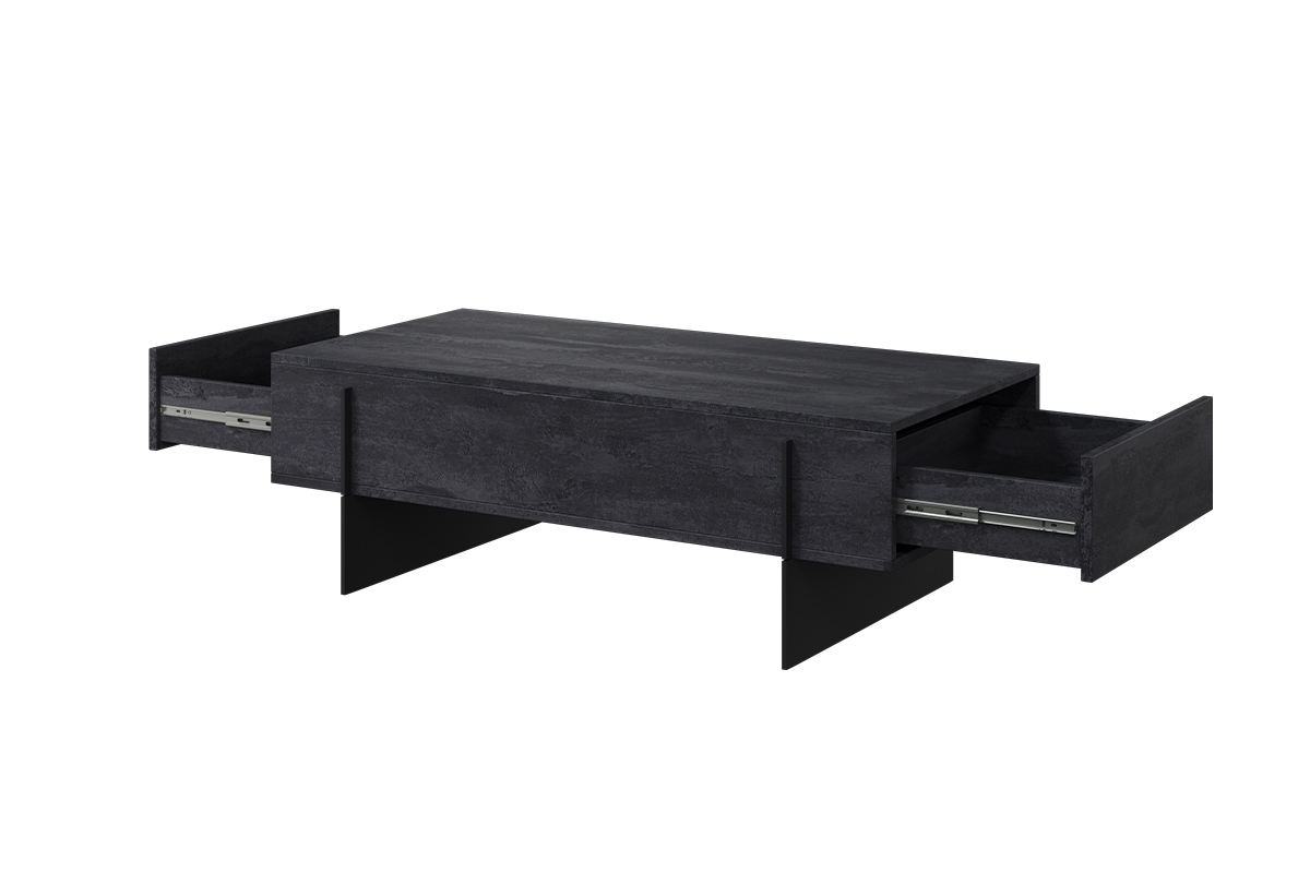 Konferenční stolek Larena 120 cm - černá / černý beton Konferenční stolek s zásuvkami