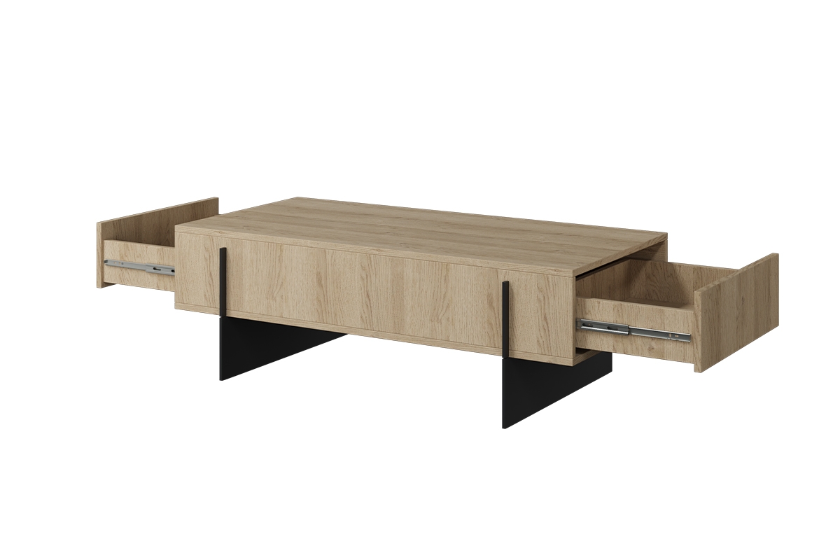 Konferenční stolek Larena - dub piškotový / černá Konferenční stolek s zásuvkami