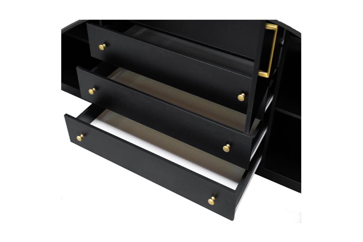 Skříň čtyřdveřová z 3 zásuvkami Retro D4 - Černá skříň retro szuflady