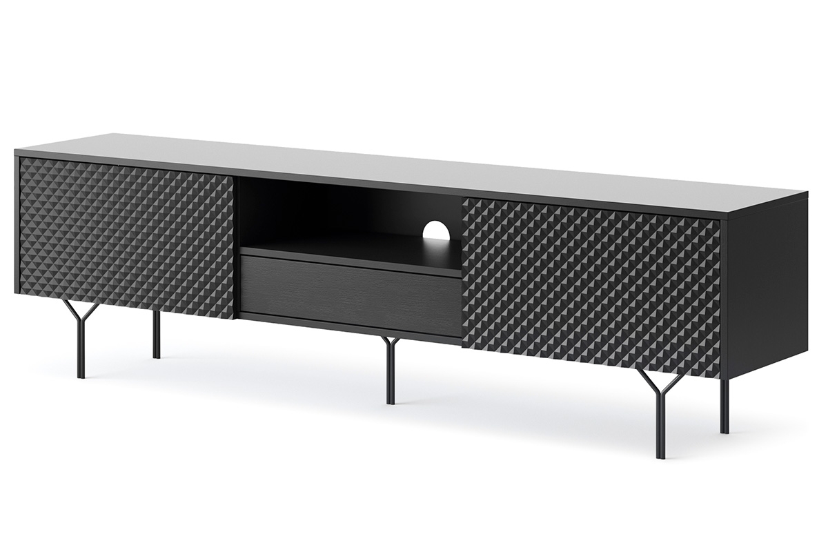 TV stolek Ameis 180 cm přední část 3D - černý grafit Skříňka RTV Ameis 180 cm z szuflada i frontem 3D - Černý grafit