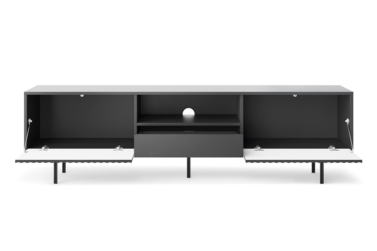 TV stolek Ameis 180 cm přední část 3D - černý grafit Skříňka RTV Ameis 180 cm z szuflada i frontem 3D - Černý grafit - wnetrze
