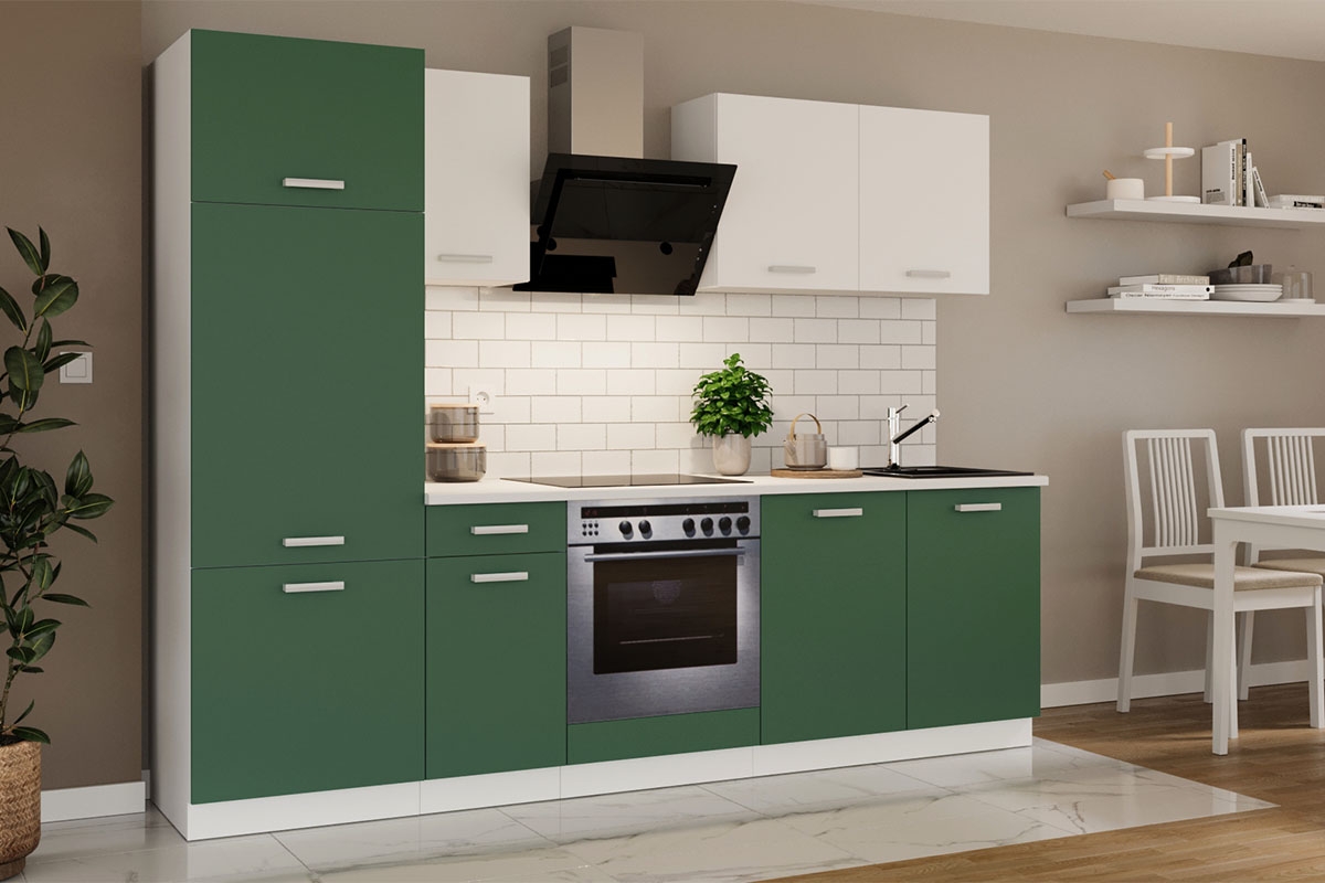 Komplet nábytku kuchennych Otin 2,6 m - Zelený labrador/Bílý  Komplet nábytku kuchennych Otin 2,6 m - aranzacja 