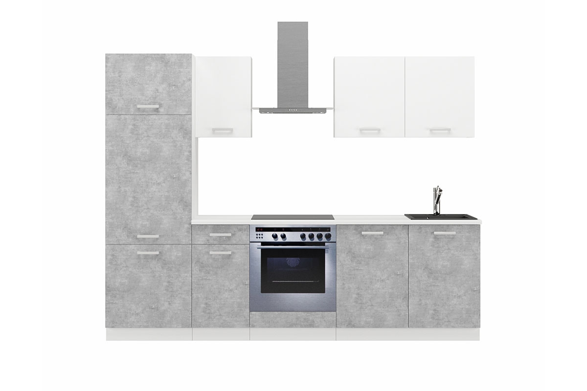 Komplet kuchyňského nábytku Otin 2,6 m - bellato šedý/Biely  Komplet kuchyňského nábytku Otin 2,6 m - bellato šedý/Biely