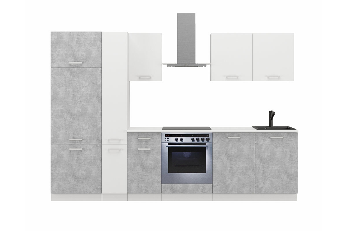 Komplet kuchyňského nábytku Otin 2,9 m - bellato šedý/Biely Komplet kuchyňského nábytku Otin 2,9 m - bellato šedý/Biely