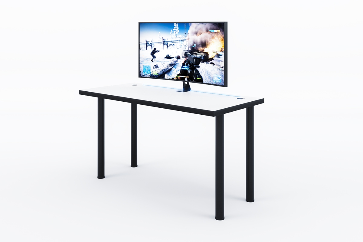 Písací stôl gamingowe Lamit 135 cm z regulacja wysokosci oraz tasma LED - biela / čierny  Písací stôl gamingowe Lamit 135 cm z regulacja wysokosci oraz tasma LED - biela / čierny 