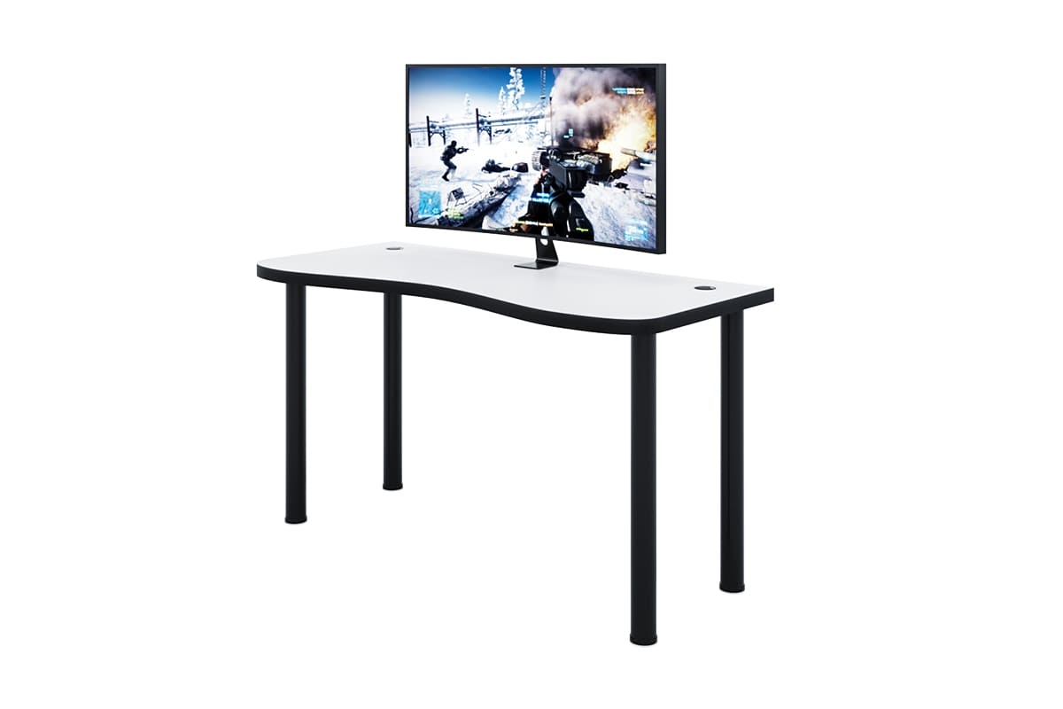 Písací stôl gamingowe Alin 135 cm z regulacja wysokosci - biela / čierny  Písací stôl gamingowe Alin 135 cm z regulacja wysokosci - biela / čierny