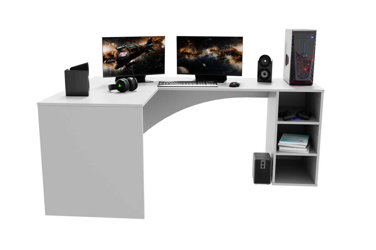 psací stůl gamingowe narozne lewe Kerbi 135 cm - Bílý psací stůl gamingowe narozne lewe Kerbi 135 cm - Bílý 