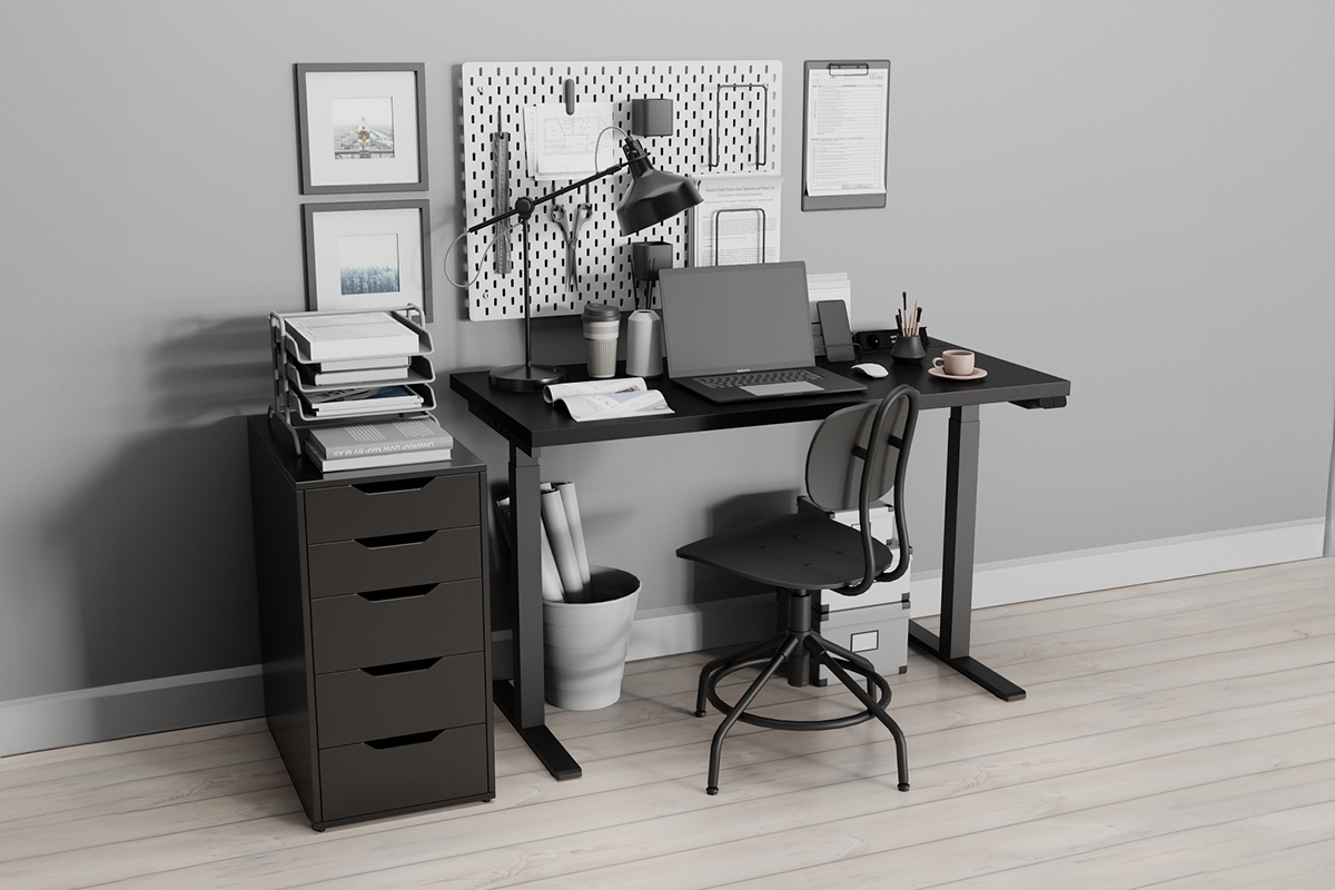 Terin íróasztal, elektromosan állítható magasság - 135 cm - fekete íroasztal elektryczne Terin z regulacja wysokosci 135 cm - fekete 