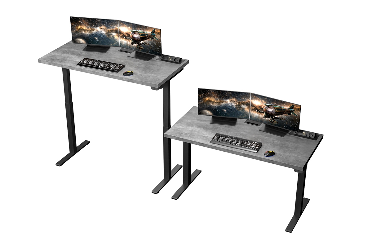 Terin íróasztal, elektromosan állítható magasság - 135 cm - világos beton íroasztal elektryczne Terin z regulacja wysokosci 135 cm - világos beton 