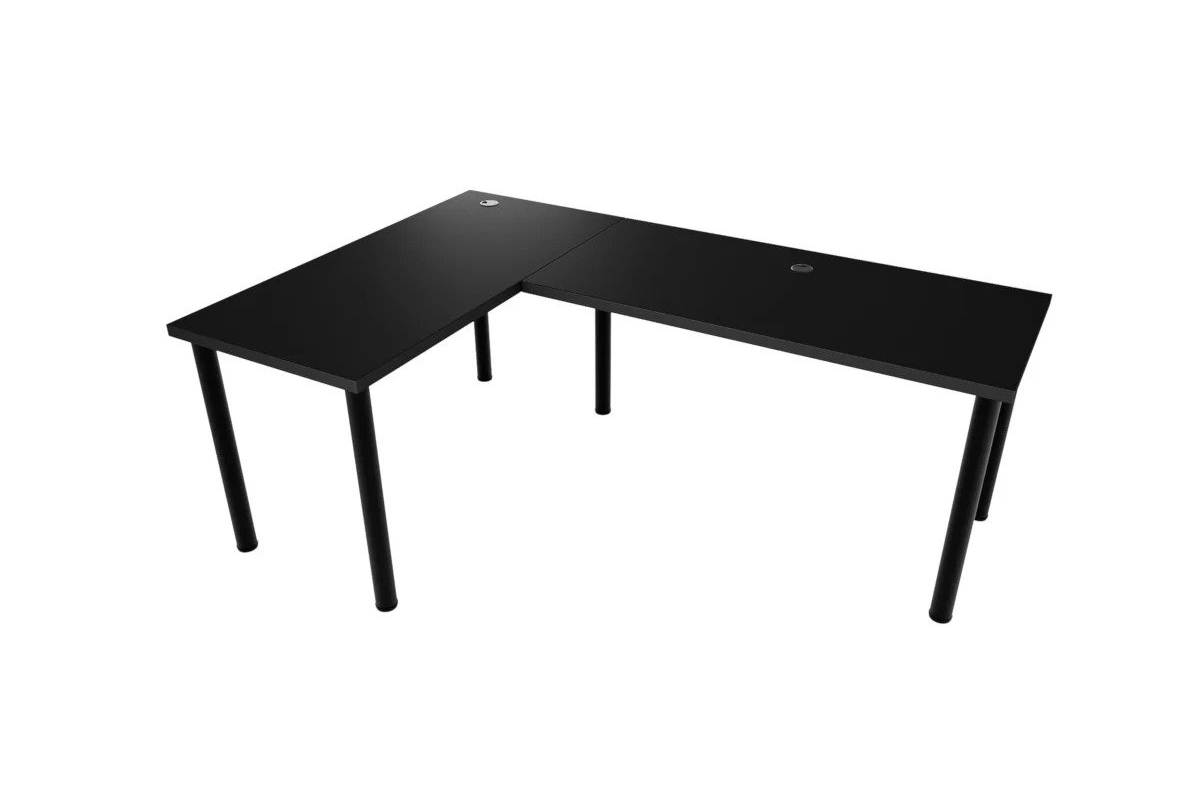 Nelmin bal oldali gaming íróasztal, fém lábakon - 200 cm - fekete  íroasztal gamingowe Nelmin 200 cm fém lábakon lewe - fekete 