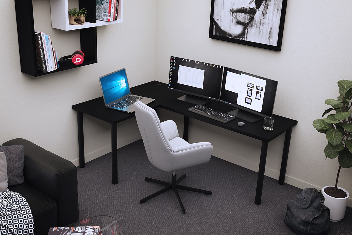 Nelmin bal oldali gaming íróasztal, fém lábakon - 160 cm - fekete  íroasztal gamingowe Nelmin 160 cm fém lábakon lewe - fekete