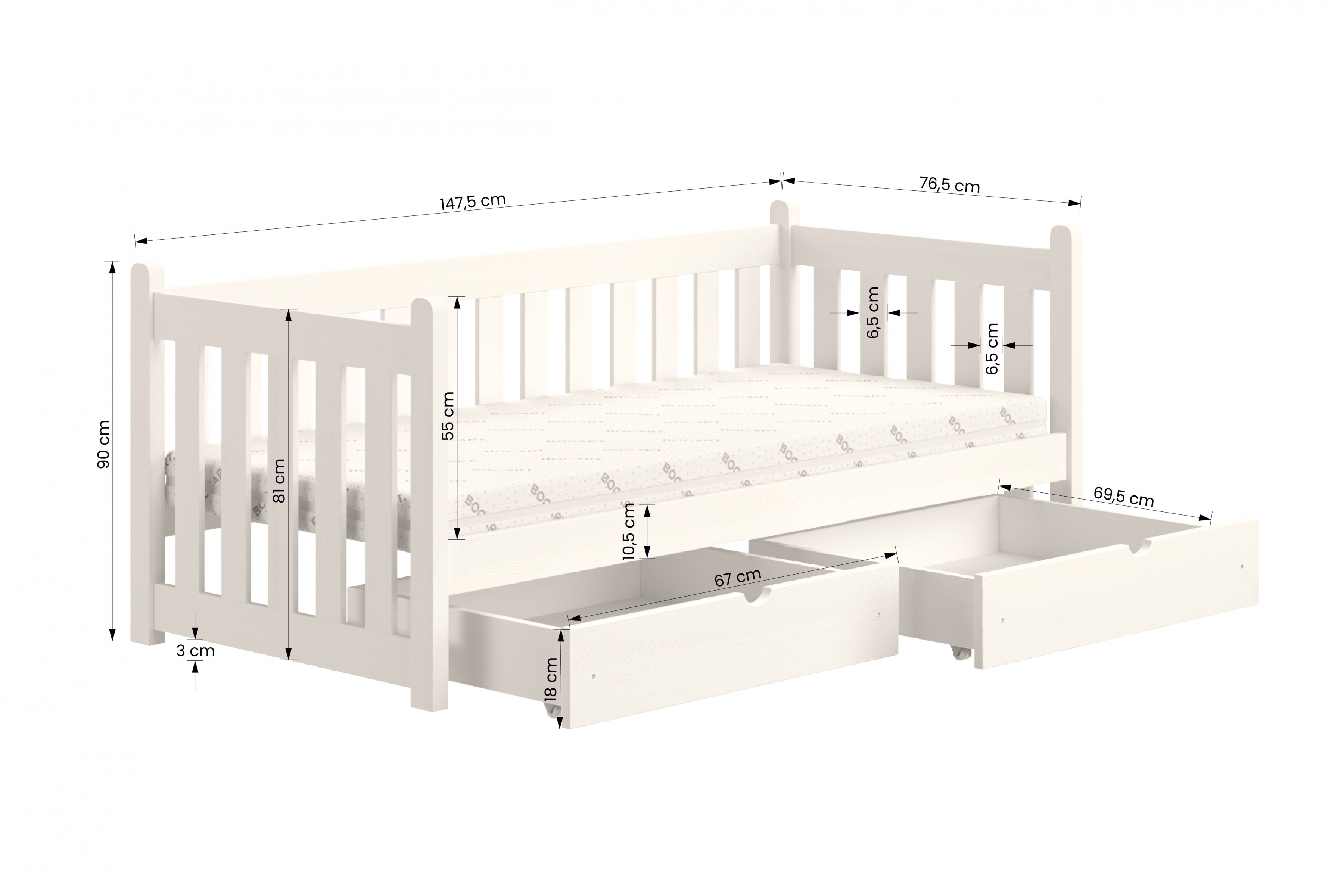 postel přízemní drewniane Swen DP 001 - šedý, 70x140 postel přízemní drewniane Swen - míru 70x140
