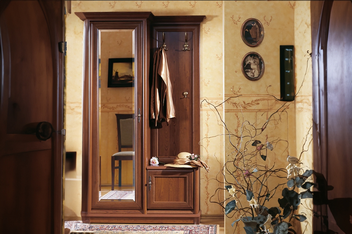 Sonata előszobai ruhásszekrény, tükörrel, bal oldali - 150 cm - nemes gesztenyefa ruhásszekrény do előszoba Sonata z tükör 150 cm bal - kasztan szlachetny 