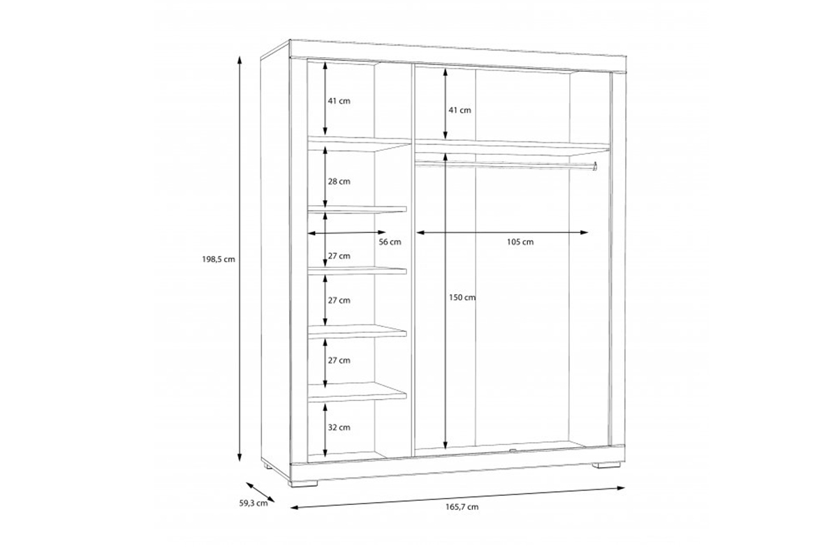 třídveřová skříň ubraniowa Snow 170 cm - Bílý  třídveřová skříň ubraniowa Snow 170 cm - Bílý 