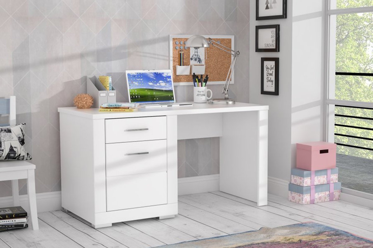 psací stůl Snow z szuflada i szafka 140 cm - Bílý  psací stůl Snow z szuflada i szafka 140 cm - Bílý 