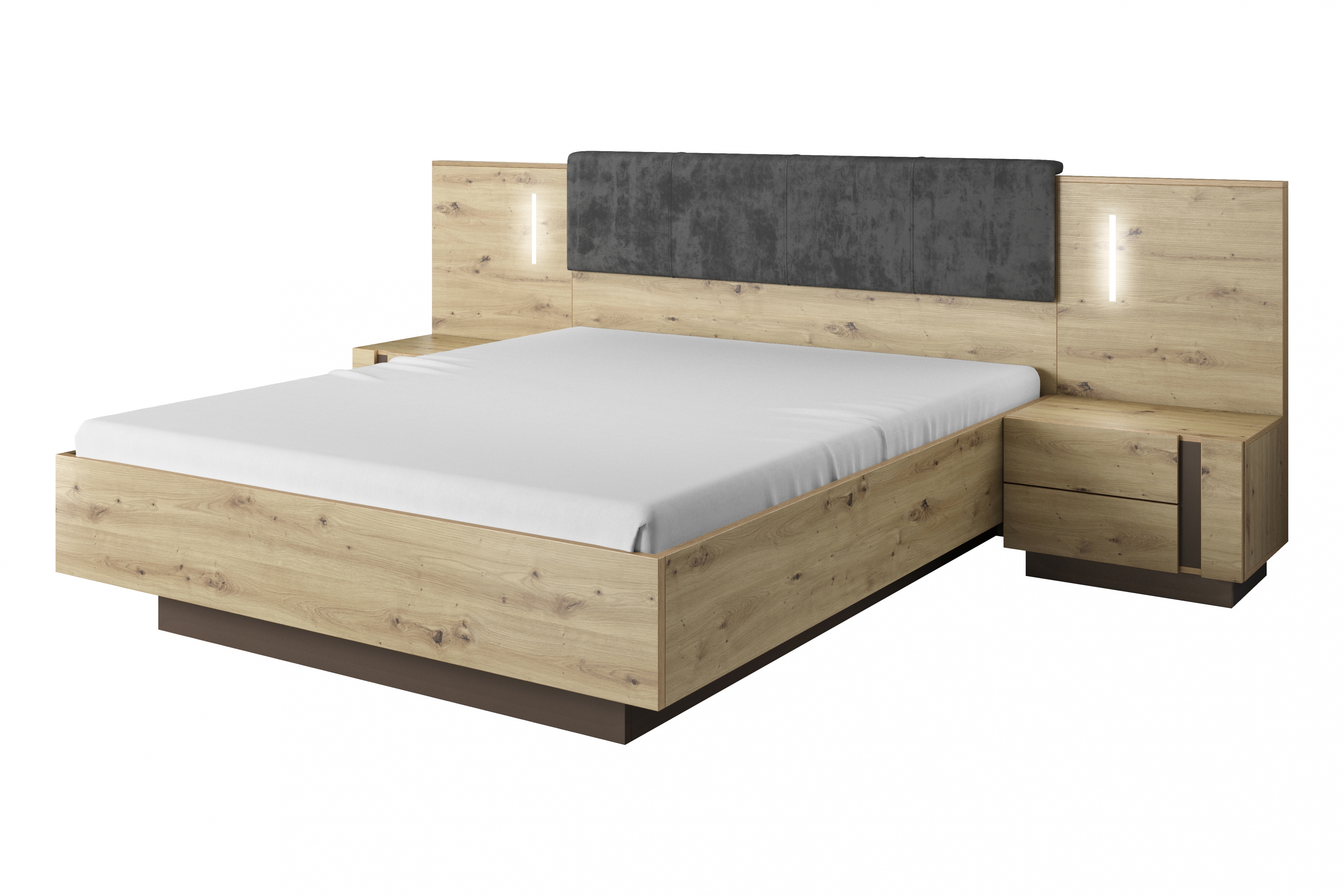 postel do ložnice Arcano S vnitřním úložným prostorem160x200 - Dub artisan/šedý grafit postel do ložnice Arcano S vnitřním úložným prostorem160x200 - Dub artisan/šedý grafit ( opcjonalnie ze stolikami nocnymi )