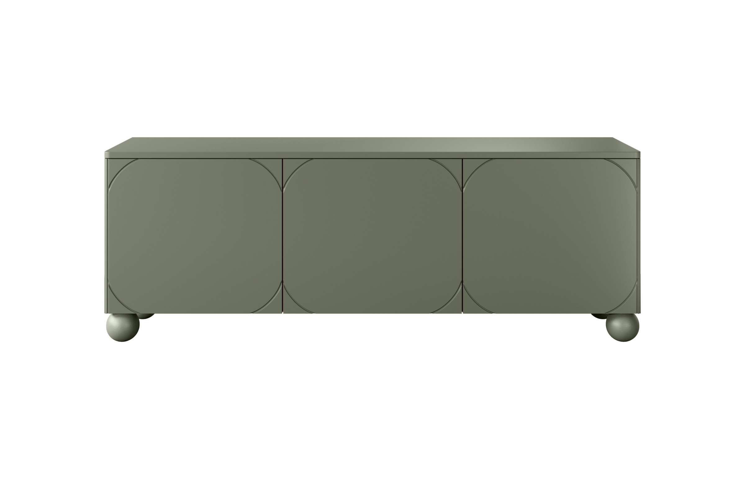 Sonatia II háromajtós TV szekrény, gömb lábakon - 150 cm - oliva színű szafka rtv zöld
