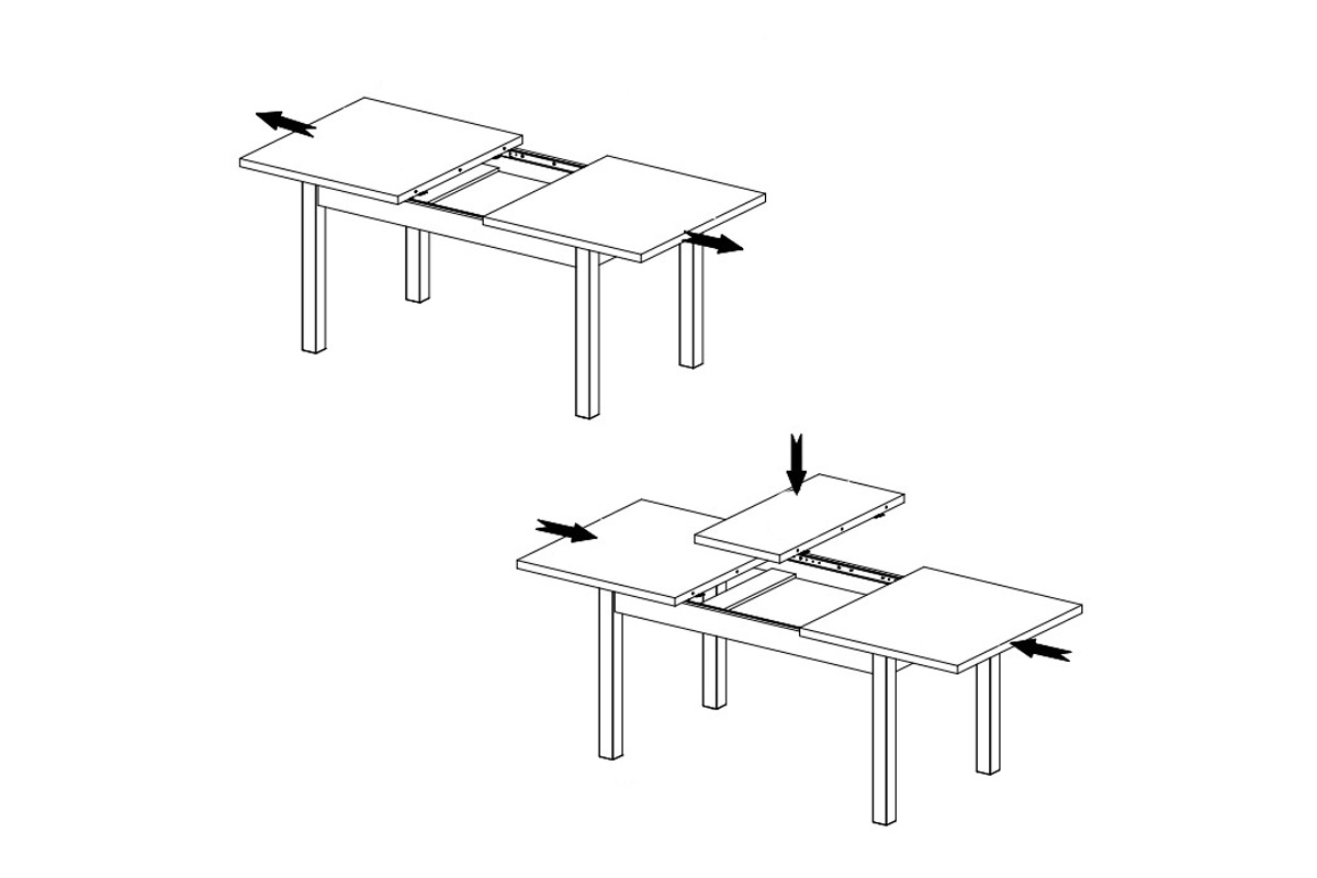 Provence étkezőasztal - 160x90 - andersen fenyő stůl rozkladany STD Prowansja - systém rozkladania 