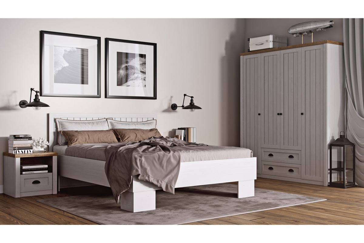 Provence L1 hálószobai ágy - 160x200 cm - andersen fenyő kolekce nábytku do ložnice Prowancja - fenyőfa andersen - aranzacja 