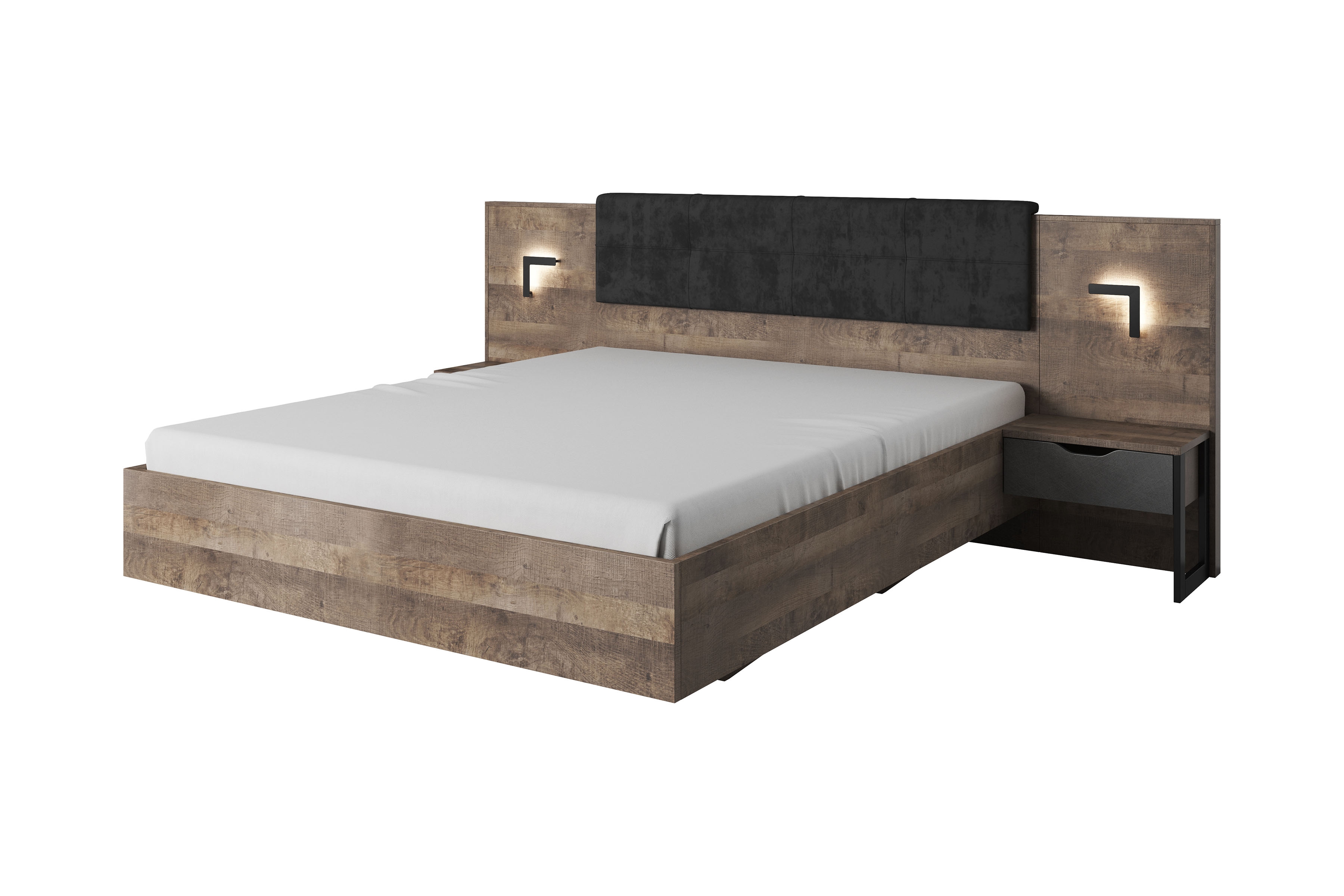 postel do ložnice Moduzo s čalouněným zaglowkiem 160x200 - Dub sand grange/matera postel do ložnice Moduzo s čalouněným zaglowkiem 160x200 - Dub sand grange/matera