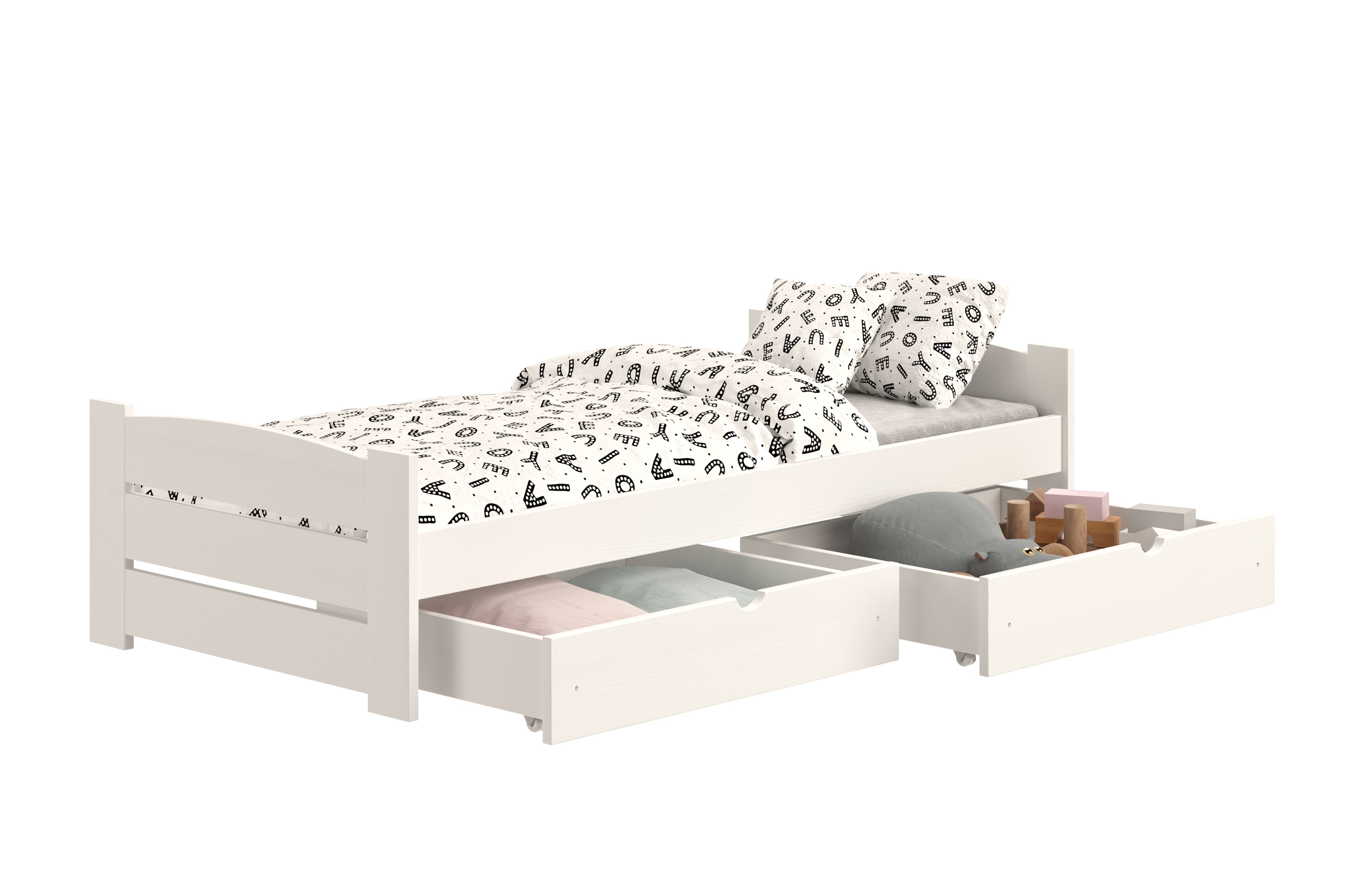 postel dzieciece přízemní Sandio s zásuvkami - Bílý, 80x160 Postel dzieciece přízemní Sandio s zásuvkami - 80x160 / bílá