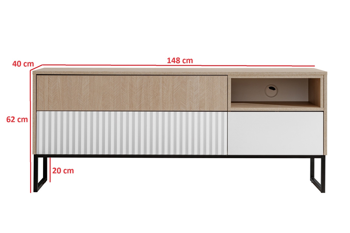 Skříňka RTV Bliwon F02 s zásuvkami 148 cm - jodelka scandi / Bílý mat Skříňka RTV Bliwon F02 s zásuvkami 148 cm - jodelka scandi / Bílý mat