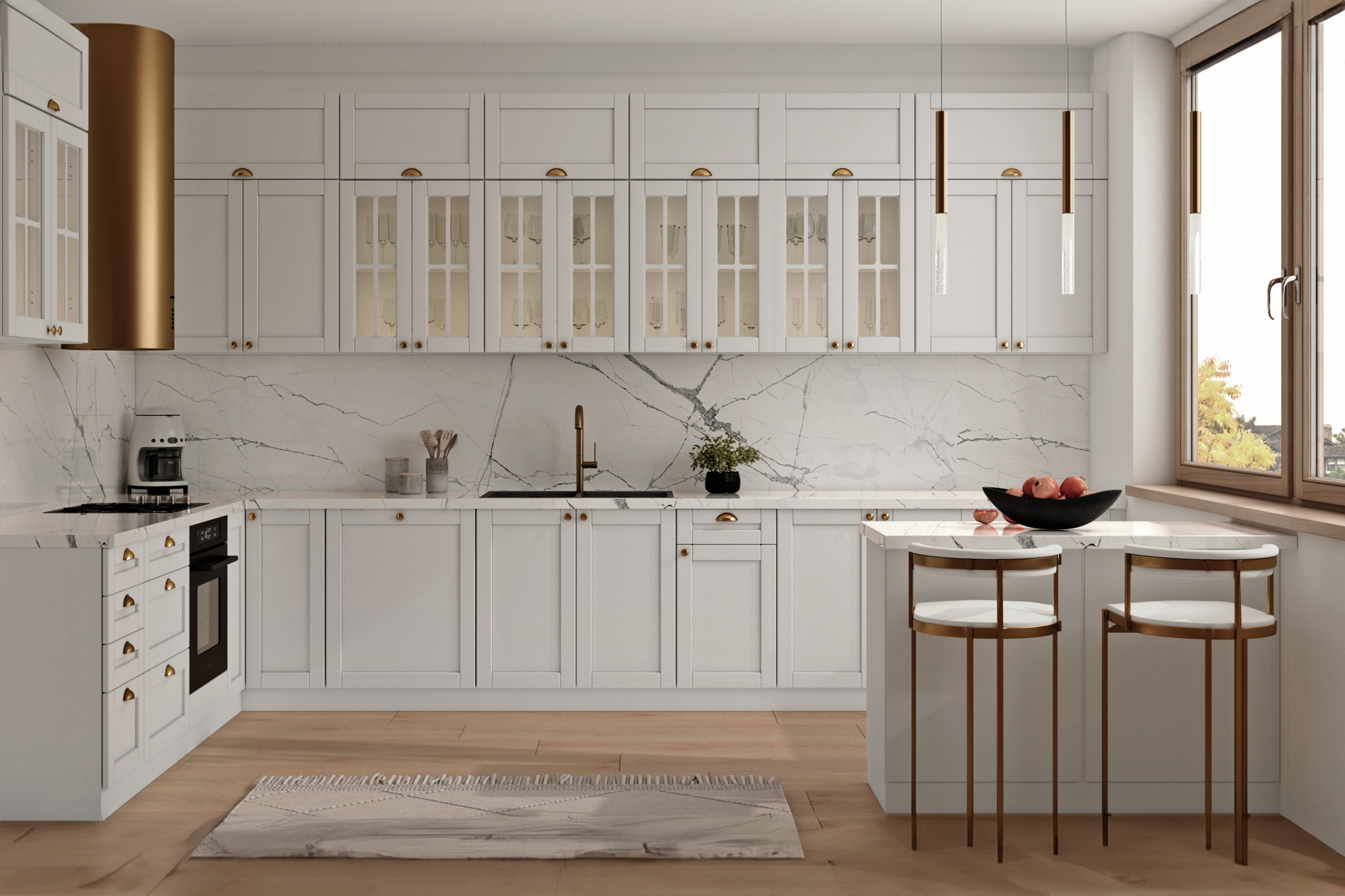 Komplet nábytku kuchennych Linea 250x410cm - Bílý Komplet nábytku kuchennych Linea 250x410cm - Bílý