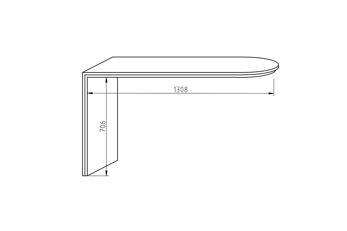 Doska k písaciemu Stôlu OF-BP 1350 - Systém Offi Pracovná doska do Písacie stoly Rozmery