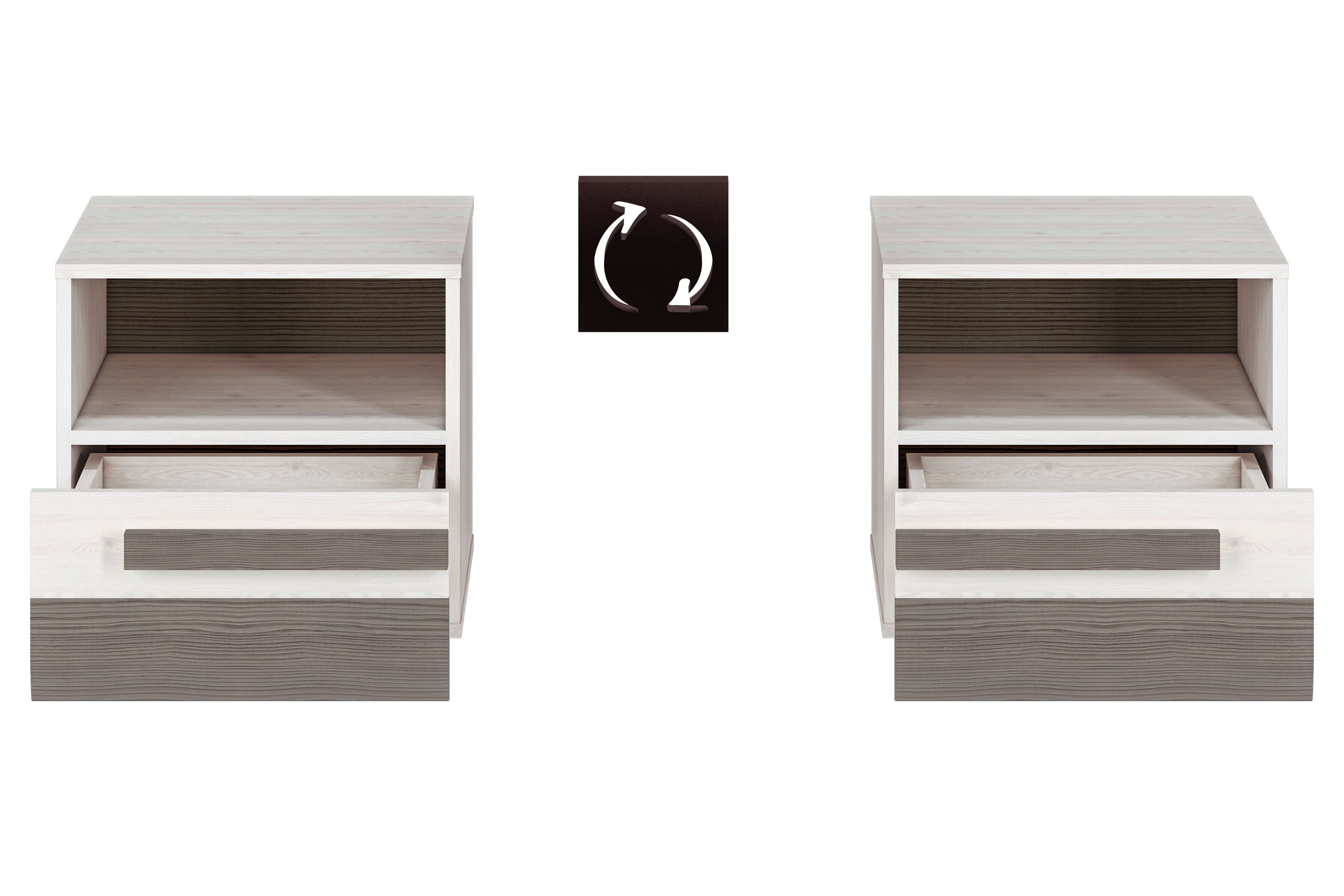 Nočný stolík Blanco 18 Nočný Stôlík Blanco 18 z szuflada 46 cm - Borovica sNiezna / new grey