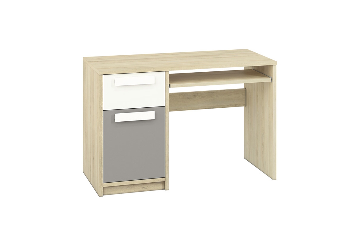 Písací stôl mlodziezowe Drop 14 z szuflada 119 cm - buk fjord / šedá platyna / Biely Písací stôl