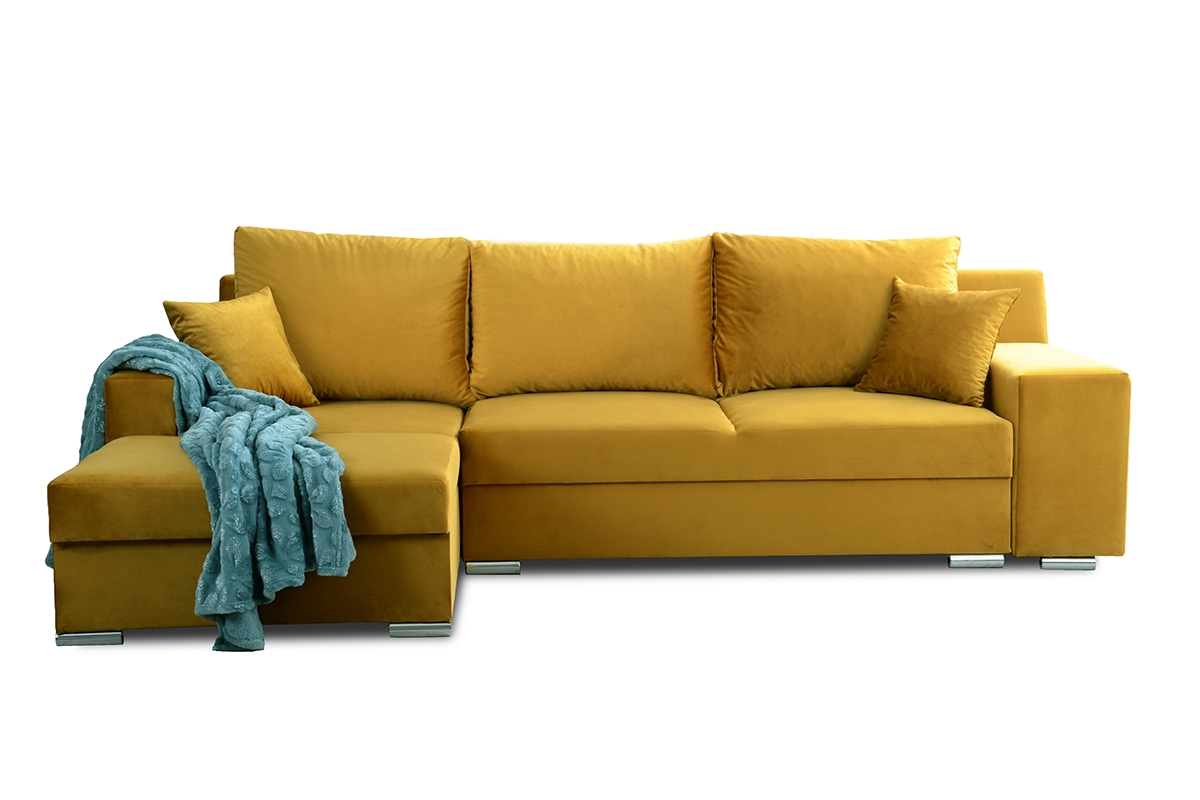 Rohová sedací souprava s funkcí spaní Jowisz žlutá Rohová sedací souprava do obývacího pokoje