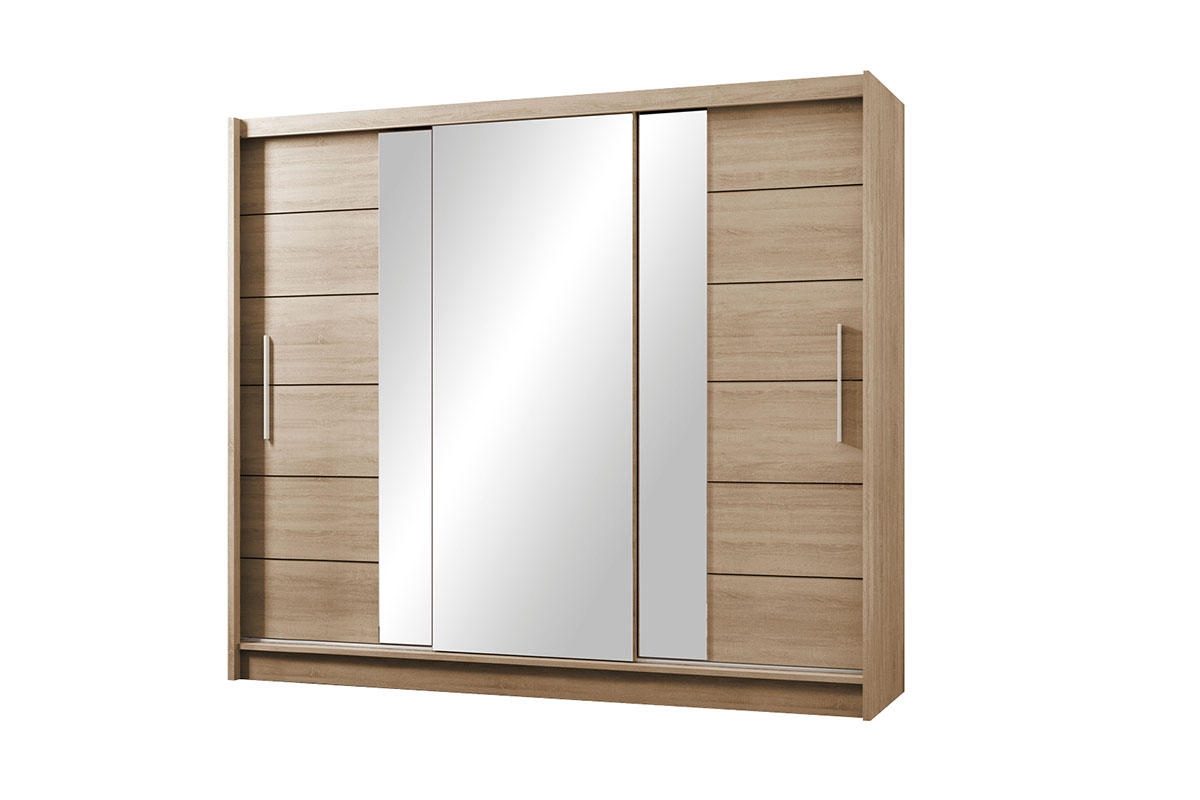 Skříň s posuvnými dveřmi se zrcadlem Lisabon II 250 cm - Dub sonoma skříň se zrcadlem Lisabon 250 cm