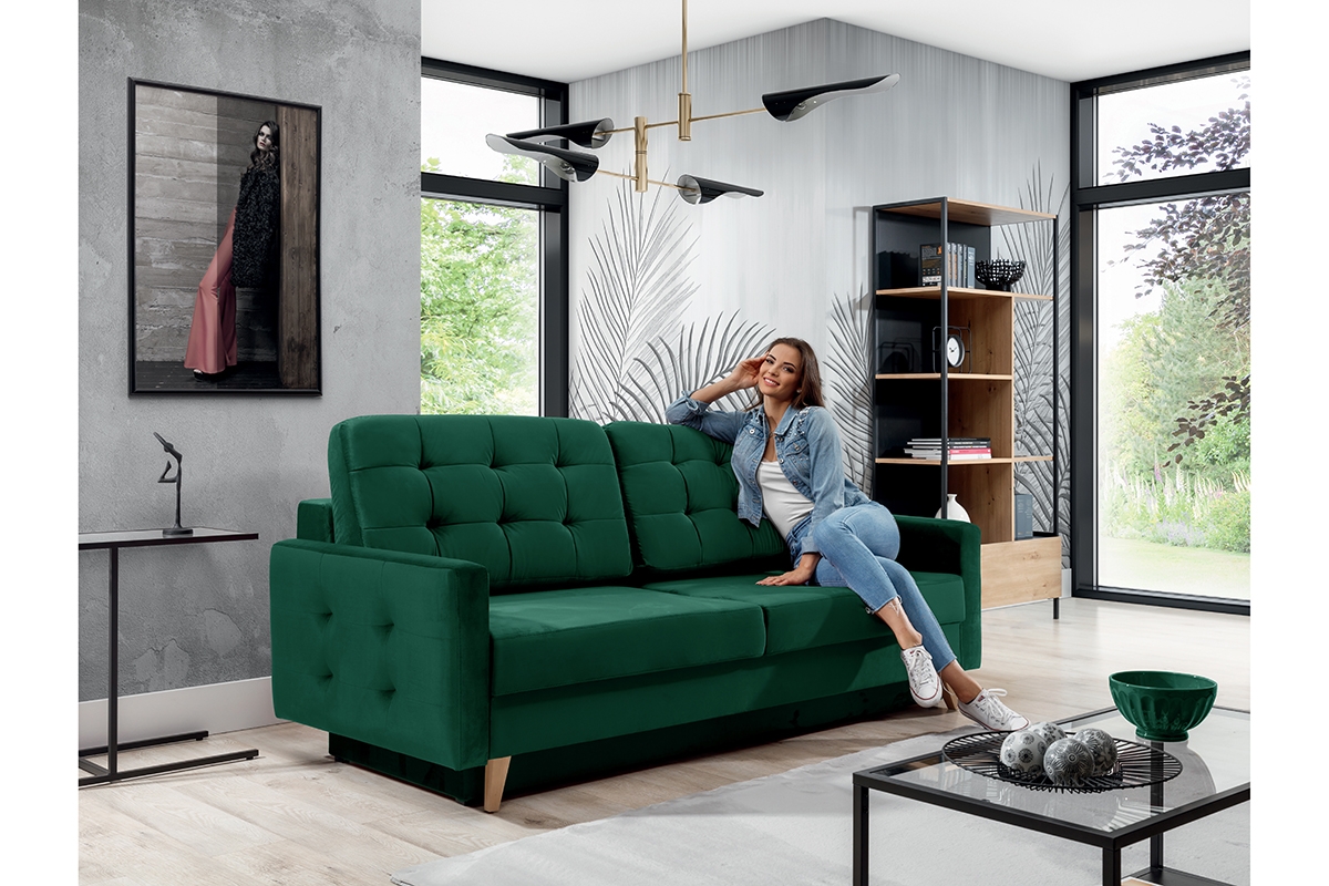 Vanisa kinyitható kanapé Pohovka do obývacího pokoje, v barevném odstínu láhvově zeleném
