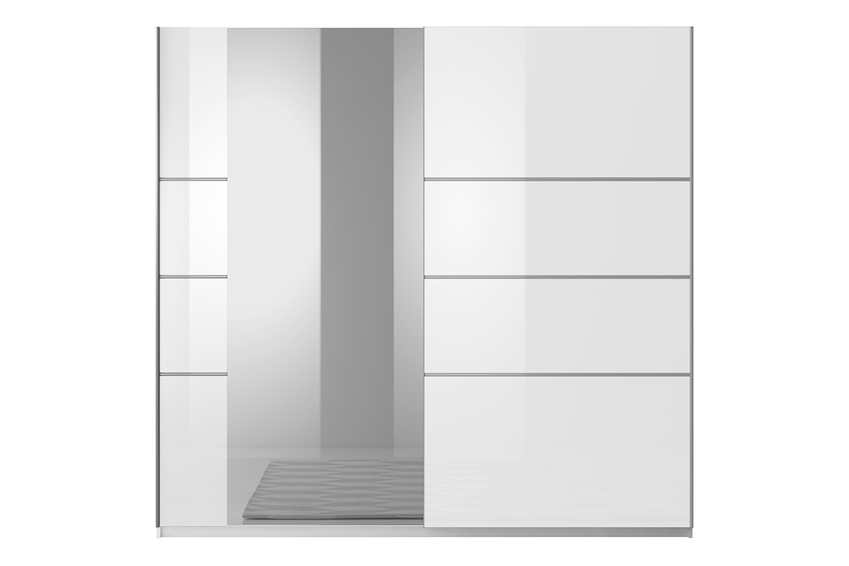Skriňa s posuvnými dverami Beta 56 z zrkadlom 180 cm - biely lesk Biela Skriňa z zrkadlom