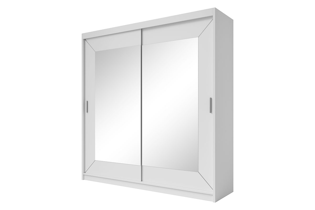 Skříň s posuvnými dveřmi 200 Alfa 18 - Bílý Bílá Skříň z zrcadly