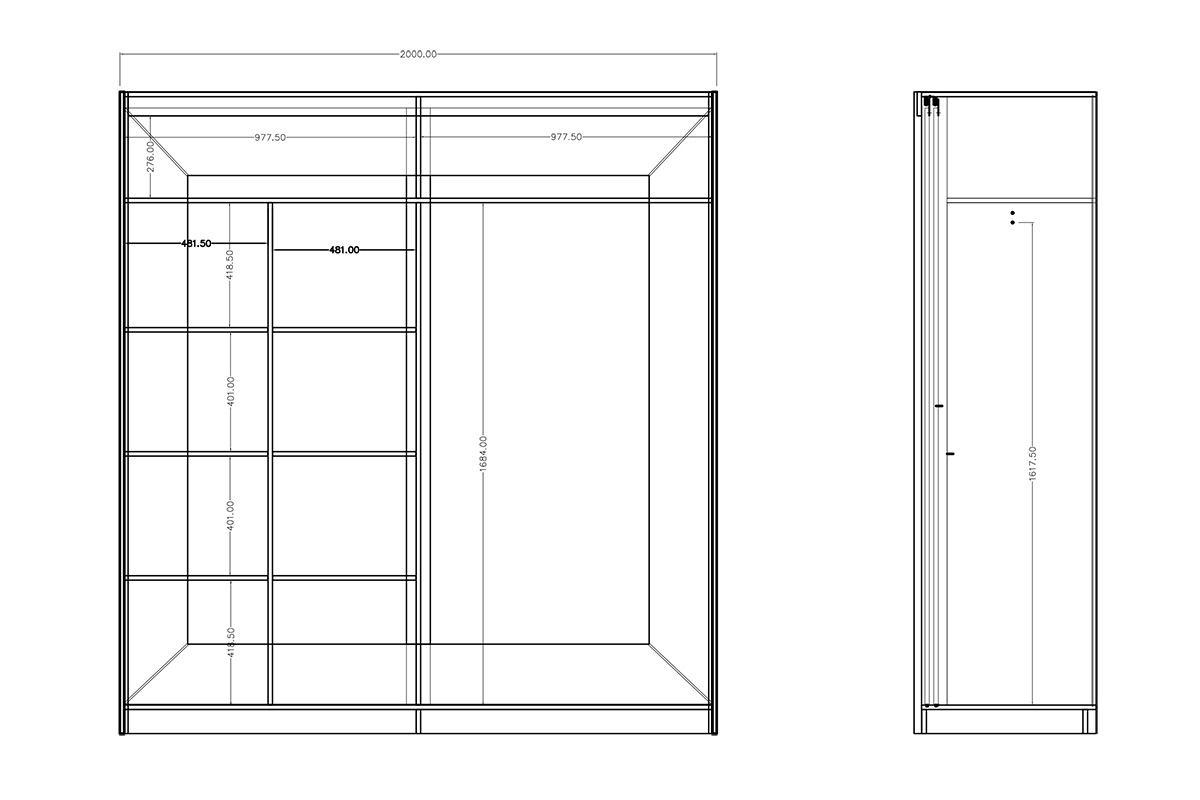 Skříň s posuvnými dveřmi 200 Alfa 18 - Bílý Skříň 200 cm