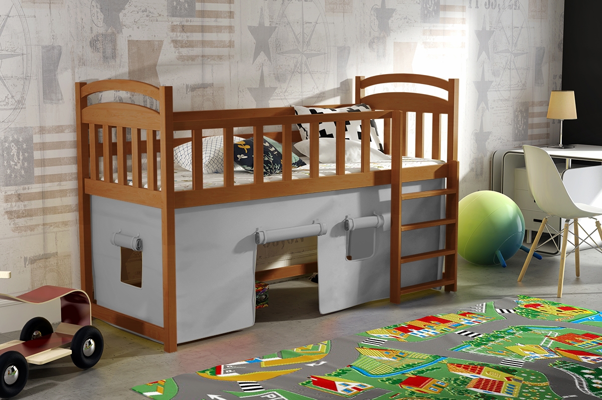 Dětská vyvýšená postel Felixio ZP 003 - certifikát dřevěná vyvýšená postel z kolorowym domkiem 