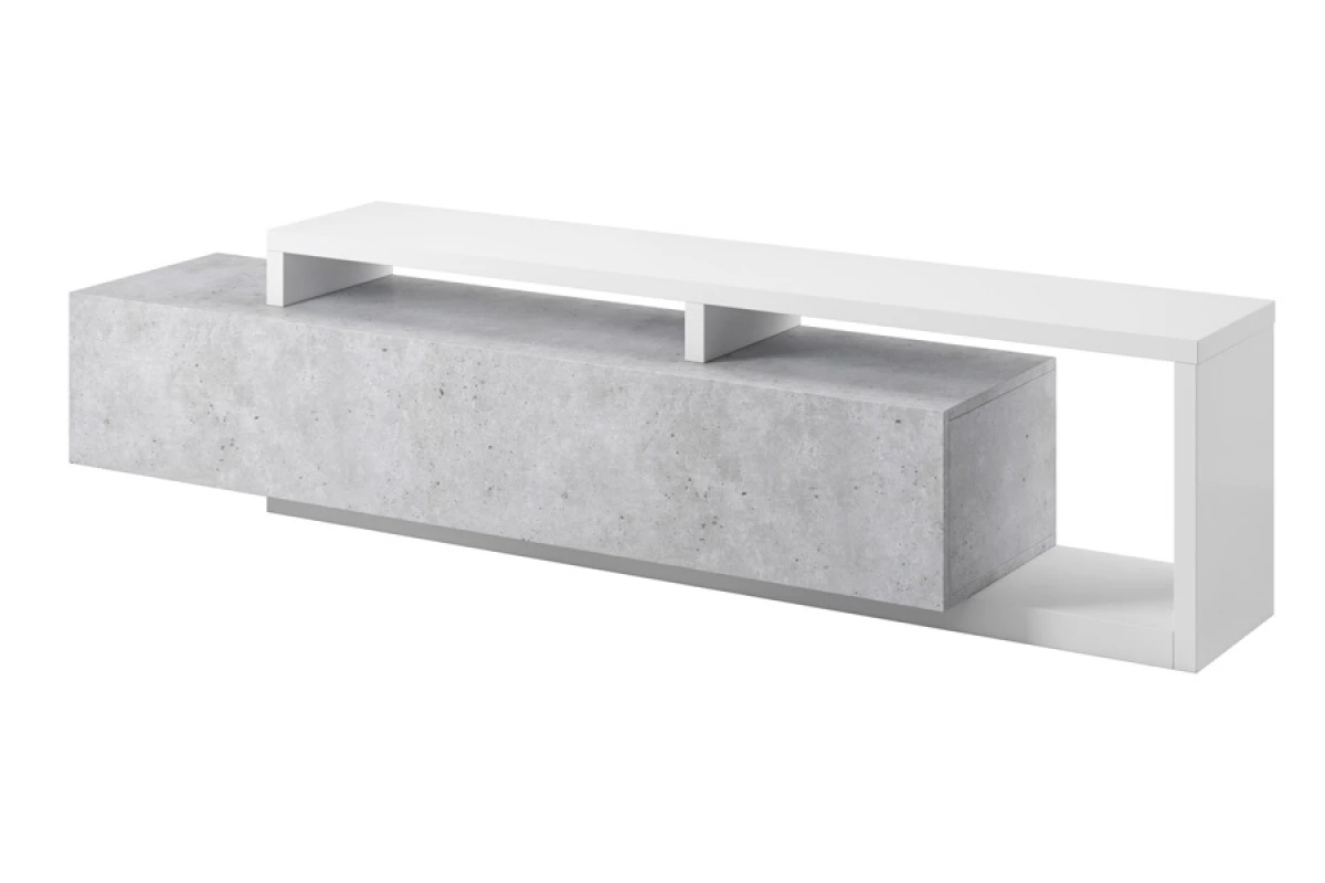 Skříňka RTV Bota 40 z wnekami i szuflada 219 cm - Bílý / beton colorado tv beton 