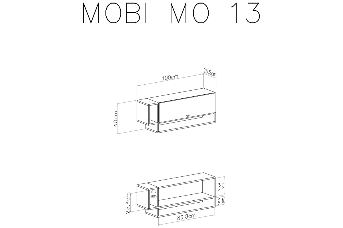 Mobi MO13 falipolc - Fehér / sárga Wnetrze regalu wiszace mobi
