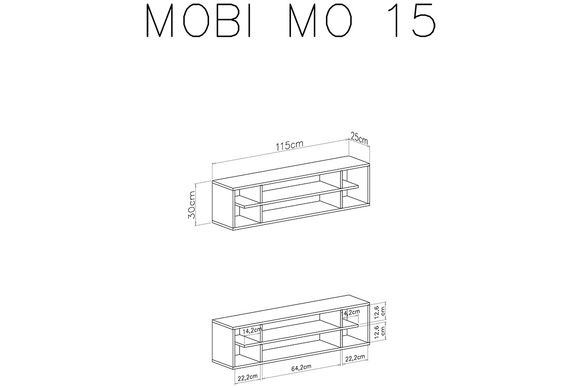 Mobi MO15 falipolc - Fehér / sárga Police závěsná Mobi 15 zolta