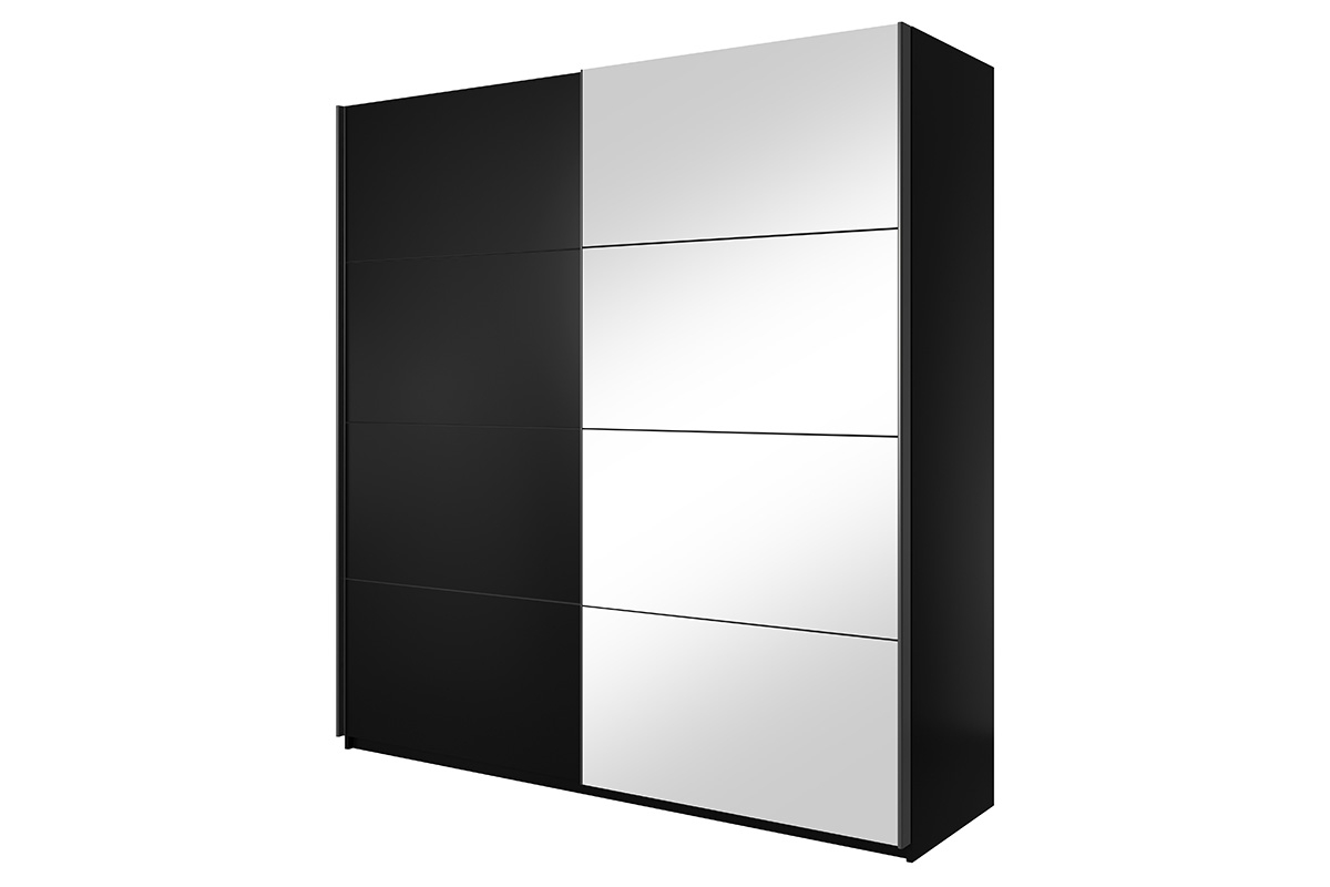 Skříň s posuvnými dveřmi Beta 57 se zrcadlem 200 cm - černá Skříň se zrcadlem 