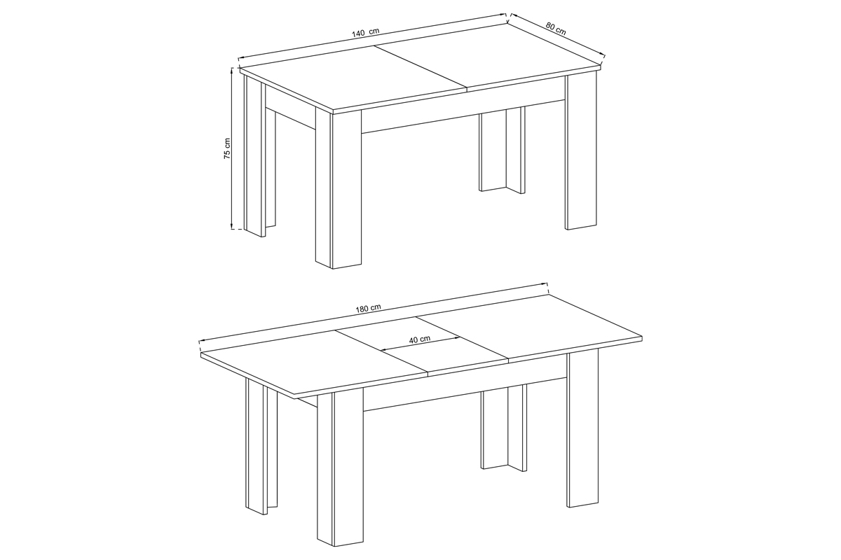 Stôl rozkladany 140-180 Favi - Dub riviera Stôl SL140 - Rozmery