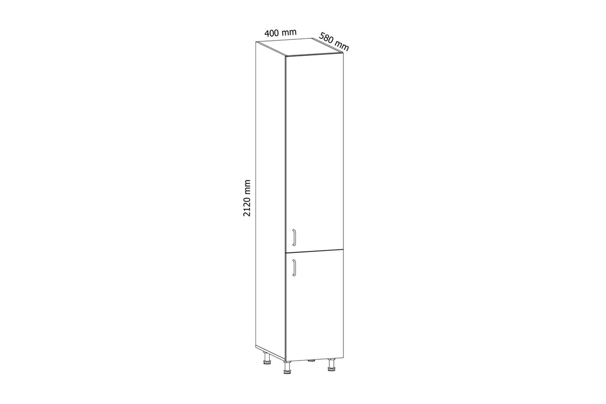 Aspen Bílý lesk D40SP - Skříňka stojací vysoká vysoký regál kuchenny Aspen D40SP - Rozměry
